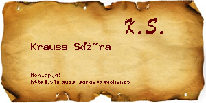 Krauss Sára névjegykártya